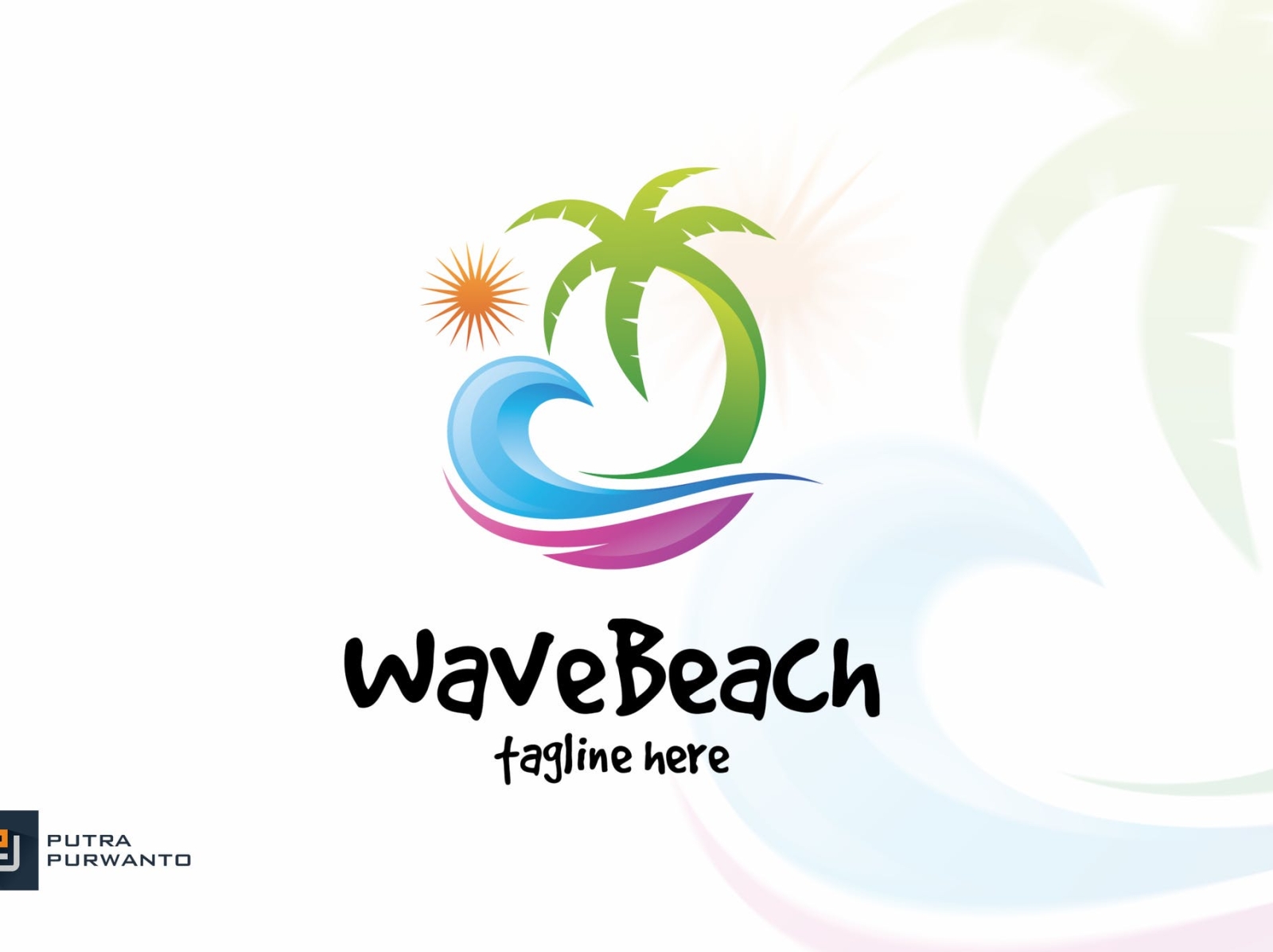 Wave-Beach Logo Template 3d beach branding design graphic design illustration logo template typography ui ux vector wave