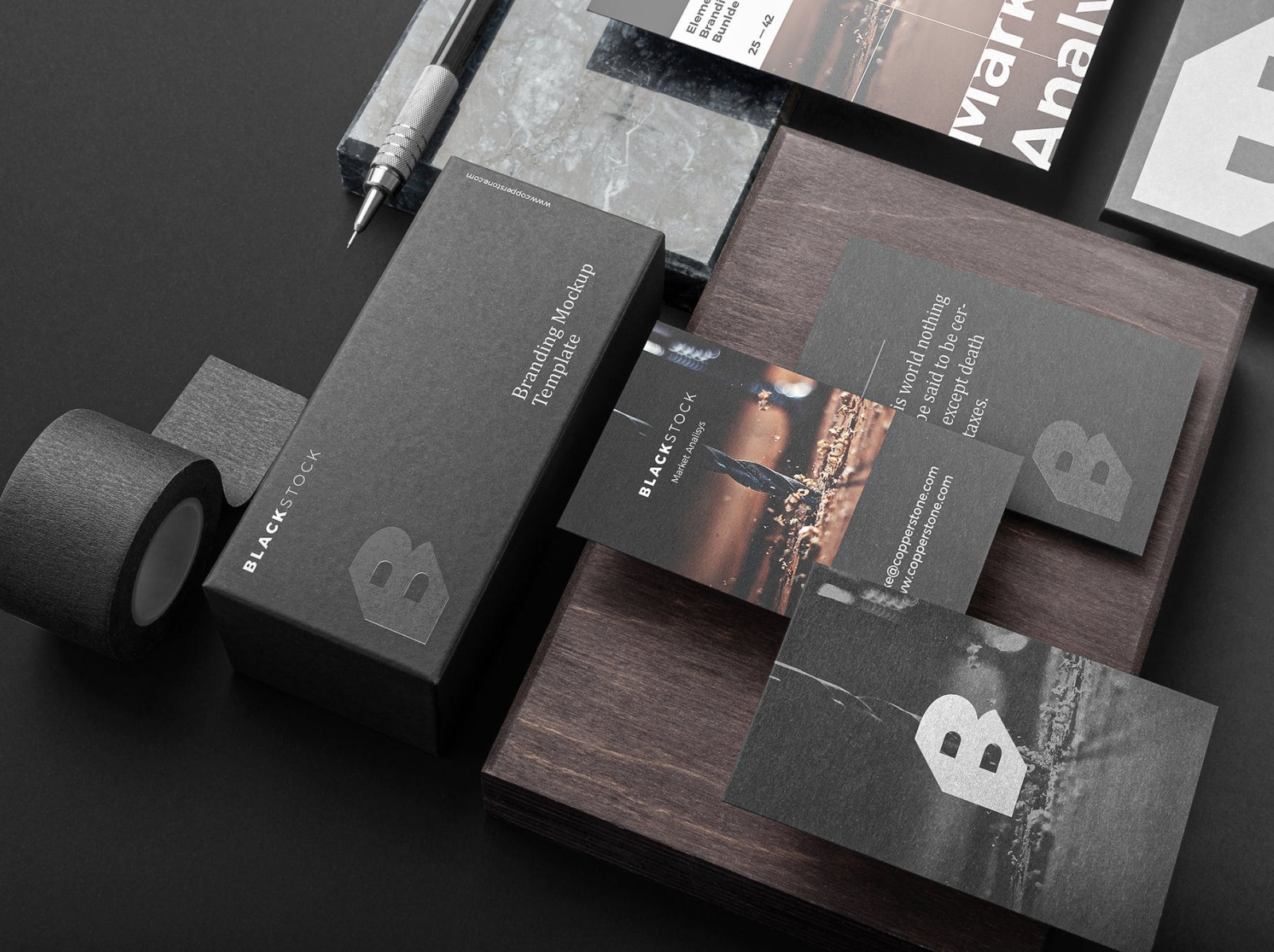 Blackstone Branding Mockup 3d blackstone branding branding mockup design graphic design illustration logo mockup stationery typography ui ux vector