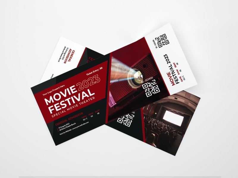 Movie Ticket Template 3d branding design festival graphic design illustration logo mockup movie ticket ticket mockup typography ui ux vector