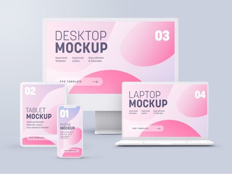 Multi Device Clay Mockup 3d branding design device mockup graphic design illustration logo mockup mockups typography ui ux vector