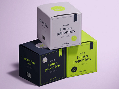 Square Paper Boxes Mockup 3d box mockup branding design graphic design illustration logo packaging paper box typography ui ux vector