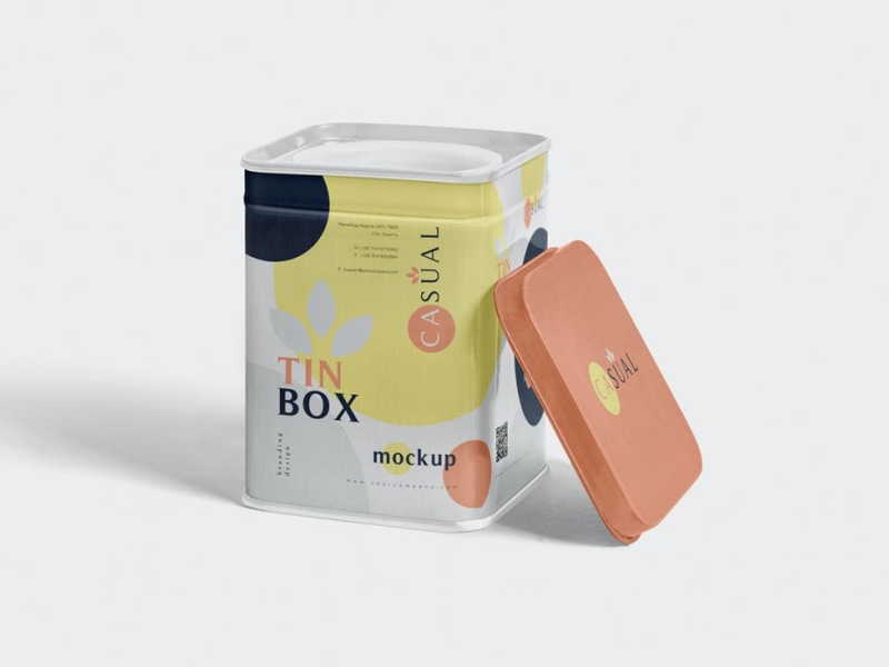 Metallic Box Packaging Mockups 3d box box mockup branding design graphic design illustration logo mockup packaging tin box typography ui ux vector