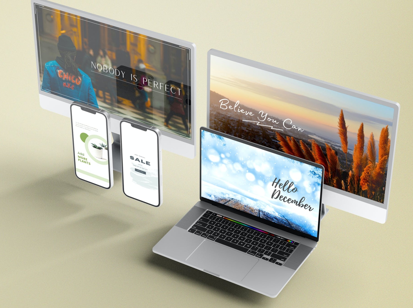 Responsive Screen Mockup 3d branding design graphic design illustration imac iphone logo macbook mockup responsive screen typography ui ux vector