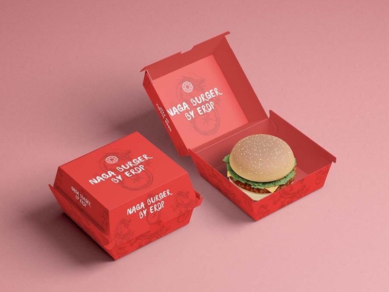 Burger box packaging mockup