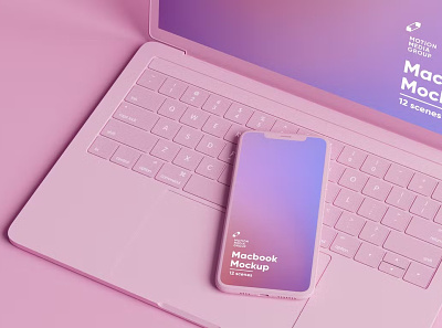 Pink Iphone and MacBook Mockups 3d branding design graphic design illustration iphone iphone mockup laptop mockup logo macbook macbook mockup mockup ux