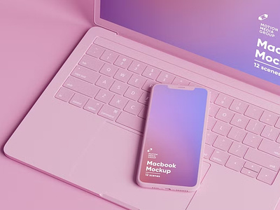 Pink Iphone and MacBook Mockups