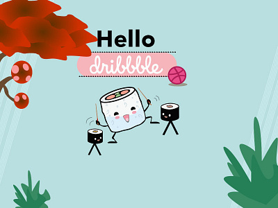 Hello Dribbble art concept hello illustration sushi vector