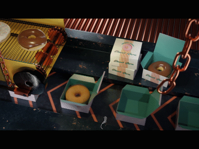 Inaccurate donut factory blender blender3dart donut factory loop animation satisfying