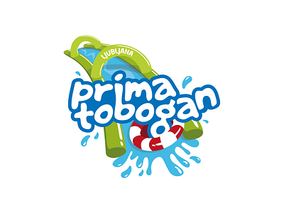 Prima tobogan logo city ljubljana logo logotype party slide slip slovenia slovenija splash typography water