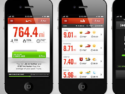 Nike+ Running app icons interface ios iphone nike running swoosh