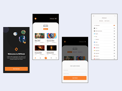NIFTHUB- app bitcoin crypto defi design minimal ui ux