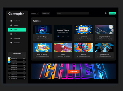 Gamespick: A No-Loss-Lottery dApp app blockchain design illustration minimal ui ux web web design web3