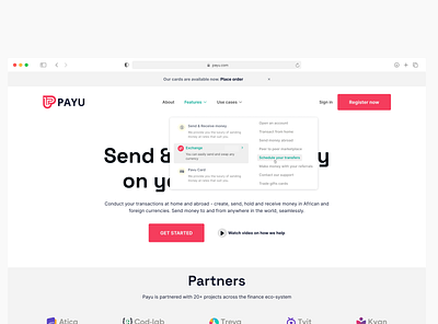 PAYU- A peer-to-peer fintech hero section app design minimal ui ux we web web design