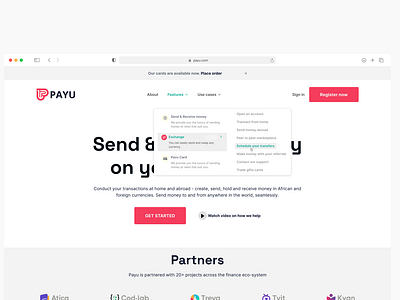 PAYU- A peer-to-peer fintech hero section