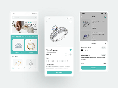 Mobile app - Jewelry design dribbble ecommerce ios app jewerly minimal mobile design ux