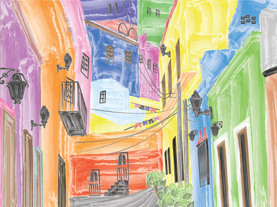 In the streets of Mexico art colourful custom design design illustration illustrator painting street