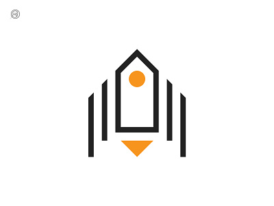 Rocketship brand branding dailylogochallenge geometric icon identity logo logo design mark rocket rocket logo rocketship symbol