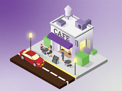 Cafetarian Isometric cafe coffee design flat design flat illustration hellodribbble illustration isometric art isometric design isometric illustration