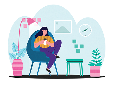 Coffee at Home coffee design flat design flat illustration hellodribbble illustration relax stayhome