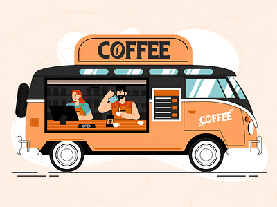 Let the Coffee Come to You coffee design flat design flat illustration hellodribbble illustration