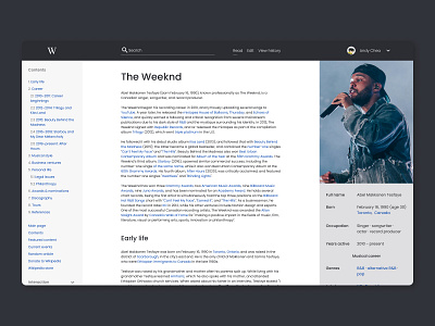 Redesign | Wikipedia redesign rework text the weeknd typography ui ux wikipedia