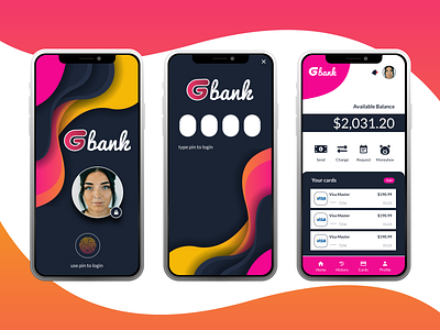 Bank app design example adobexd app design smartphone ui ux