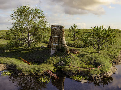 ruins 3d enviro render