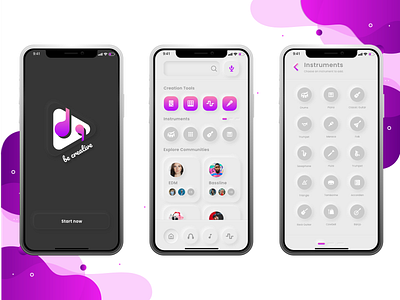 be creative - music app adobe xd adobexd app mobile music app neumorphism smartphone ui ux