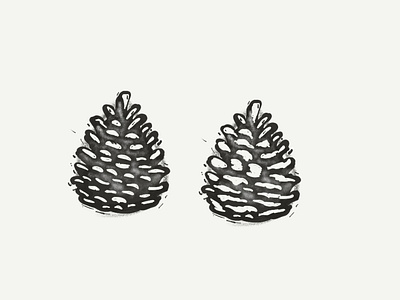 Pine Cone Prints block distressing ideation ink linoleum pine cone pine tree print progress tree