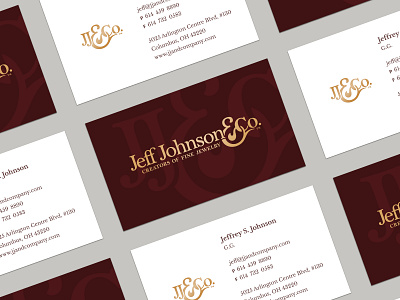 Jeff Johnson & Company Business Cards ampersand apothecary branding business card business card design card elegant gold foil jewelry logo monogram paper typography vector