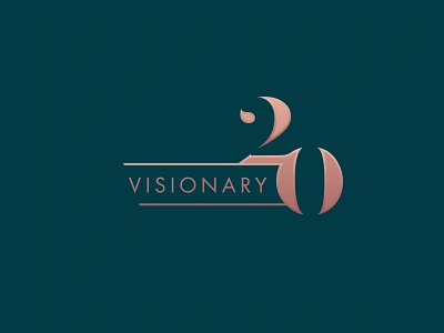 Visionary Gala 20th Anniversary Logo 20 awards brand business design elegant feminine font gala gold green logo monogram rose sans serif serif strong teal visionary women