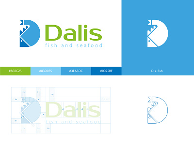 Dalis_logo_D+fish brand identity design fish fishes logo logo design logo designer logo mark logos logotype monogram