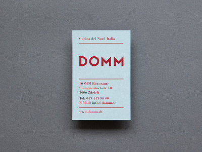 DOMM Business Card brand branding business card corporate domm food identity milan restaurant sign zurich