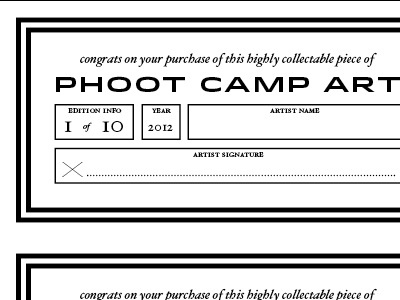 Certificate for Phoot Camp 2012 prints