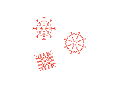 Geometric Snowflakes art design geometric holiday lines red seasons snow snowflakes symmetry