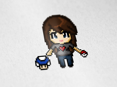 Pixel Girl game gamer geek girl mario mushroom pixel pixelart pokeball