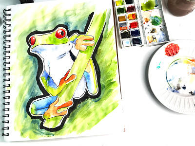 Watercolor Frog frog kermit the frog watercolor watercolor illustration