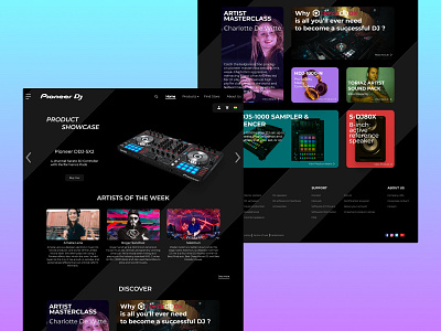 Pioneer DJ website home page concept dj headphones home page interface minimal mixer pioneer ui ui ux ui design ux web design website website design