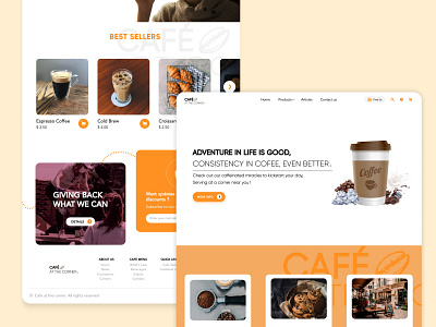 "Cafe at the corner" website homepage cafe cafe logo cafeteria coffee coffee website design homepage interface minimal typography ui ui ux ui design ux visual design website concept website design