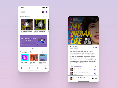 Podcast app UI concept