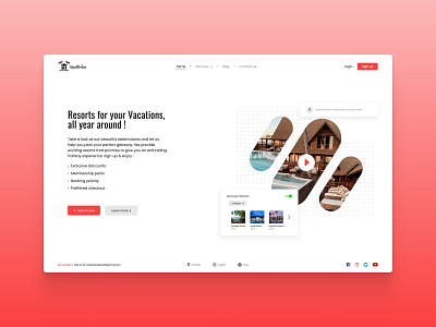 Resort booking website landing page hotel website interface landing page landing page design minimal resort booking resorts ui ui ux ui design ux web design website website design