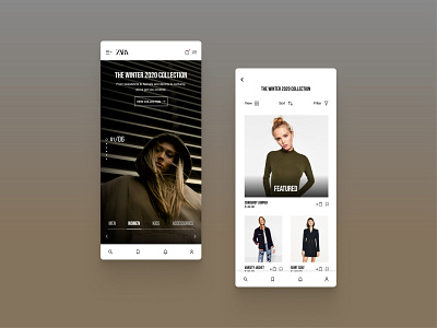 Zara mobile app UI concept app clothing app clothing brand clothing design design interface minimal minimalism mobile app mobile app design mobile ui typogaphy ui ui ux ui design ux visual design zara