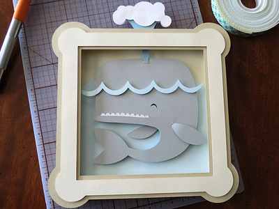 Out of the Box Animals: Whale Paper Cut Original Art illustration papercut whale