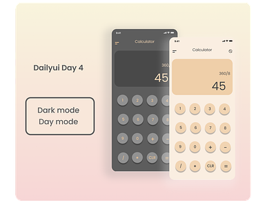 Calculator App design calculator dailui4 dailyuiday4 darkmode daymode designoob iphonexs mobile screens simple uiux ux