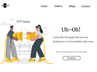 Artsy! Error 404 page 404error daily ui dailyui dailyuiday8 error 404 error404 illustration ui uiux ux