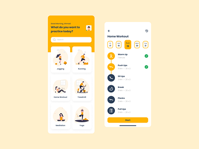 Workout App app design illustration ui vector