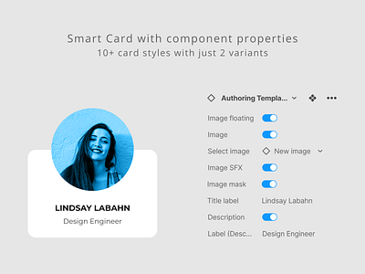 Smart card component with component properties - Free to use asset component properties design figma free free download graphic design template ui