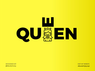 Queen Logo Design abusaimjoy branding design graphic design king logo king queen logo logo design logo designs minimalist minimalist logo minimalistic queen queen logo queens saimscreation typography
