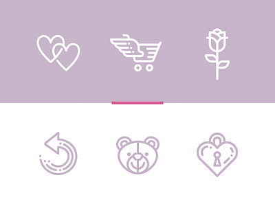 Romantic icons cart e commerce heart icon line rose