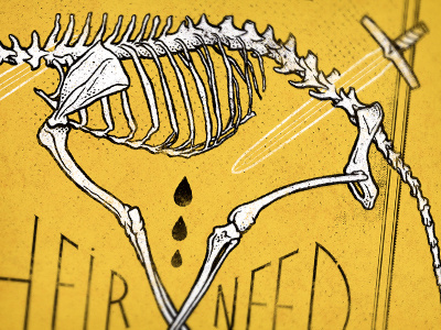 Vertebrae are a pain to draw illustration lyrics meshuggah skeleton yellow